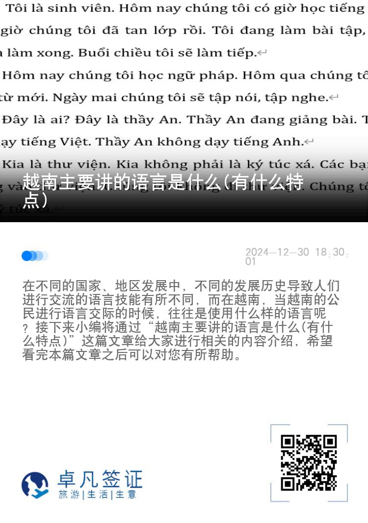 越南主要讲的语言是什么(有什么特点)